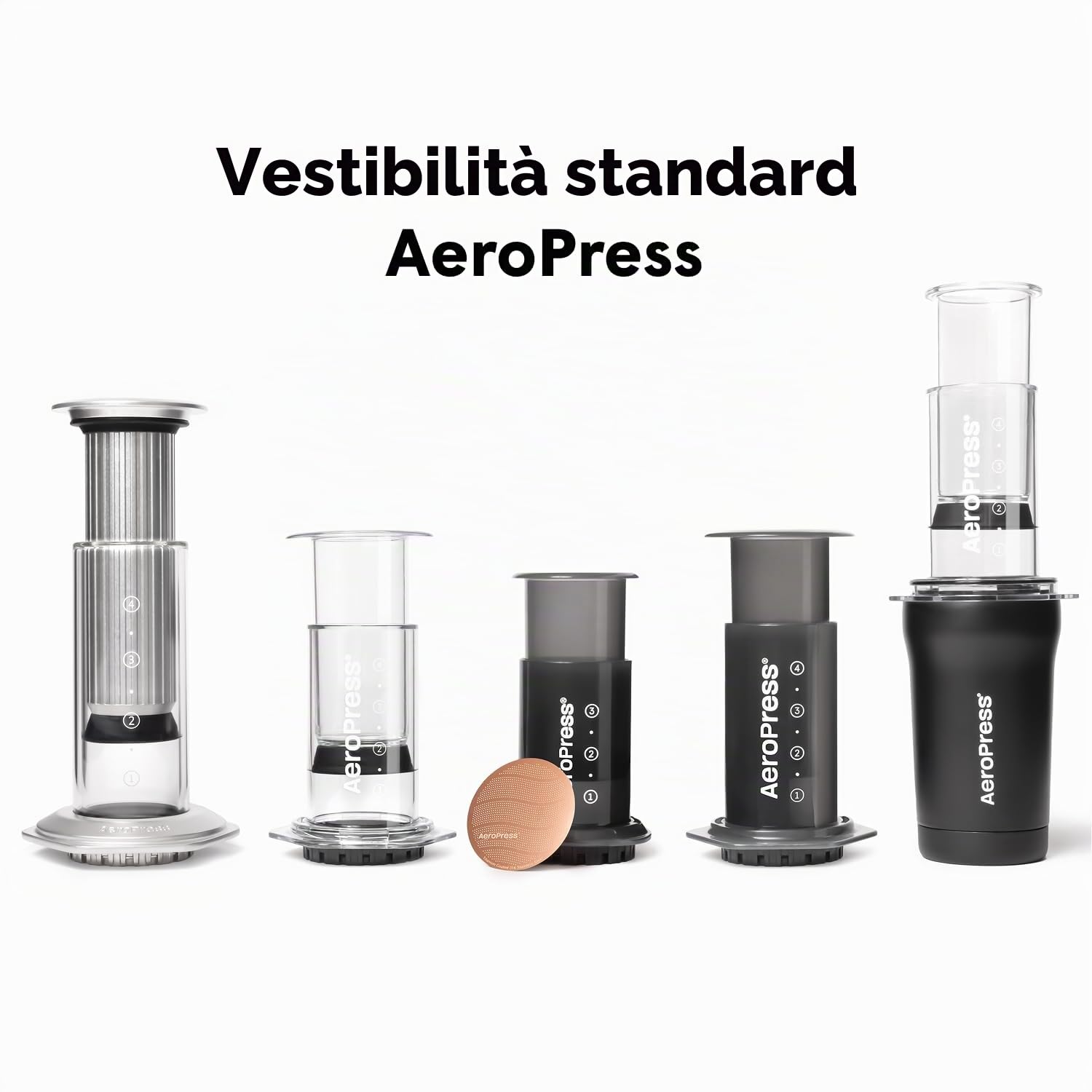 AeroPress Filtri per caffè in metallo dorato – Filtri riutilizzabili per macchine da caffè AeroPress (Standard)