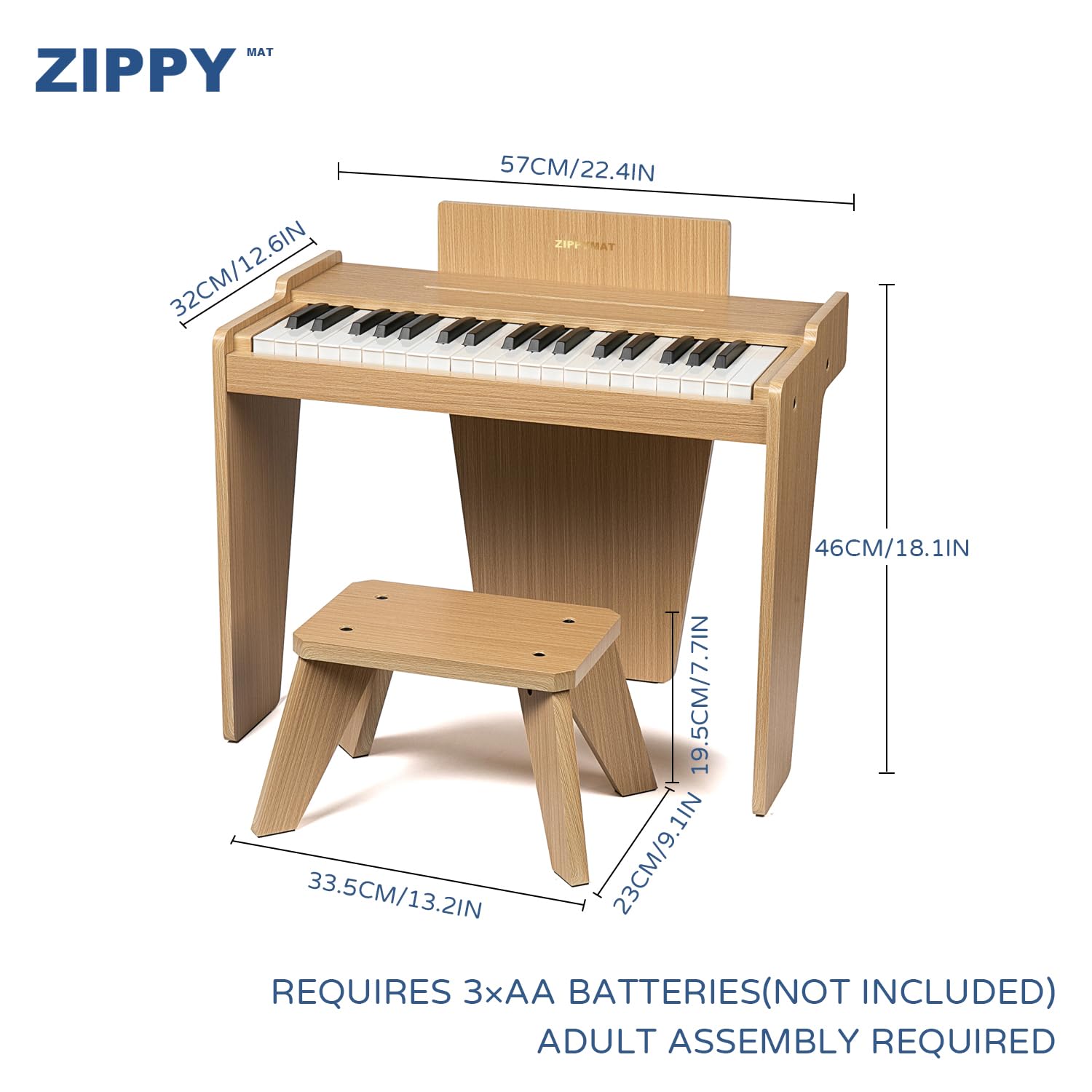 Kinder Klavier Tastatur, 37 Keys Digital Piano for Kids, Musik Lerninstrument Spielzeug, Holzklavier für Mädchen und Jungen (Oak Basic)
