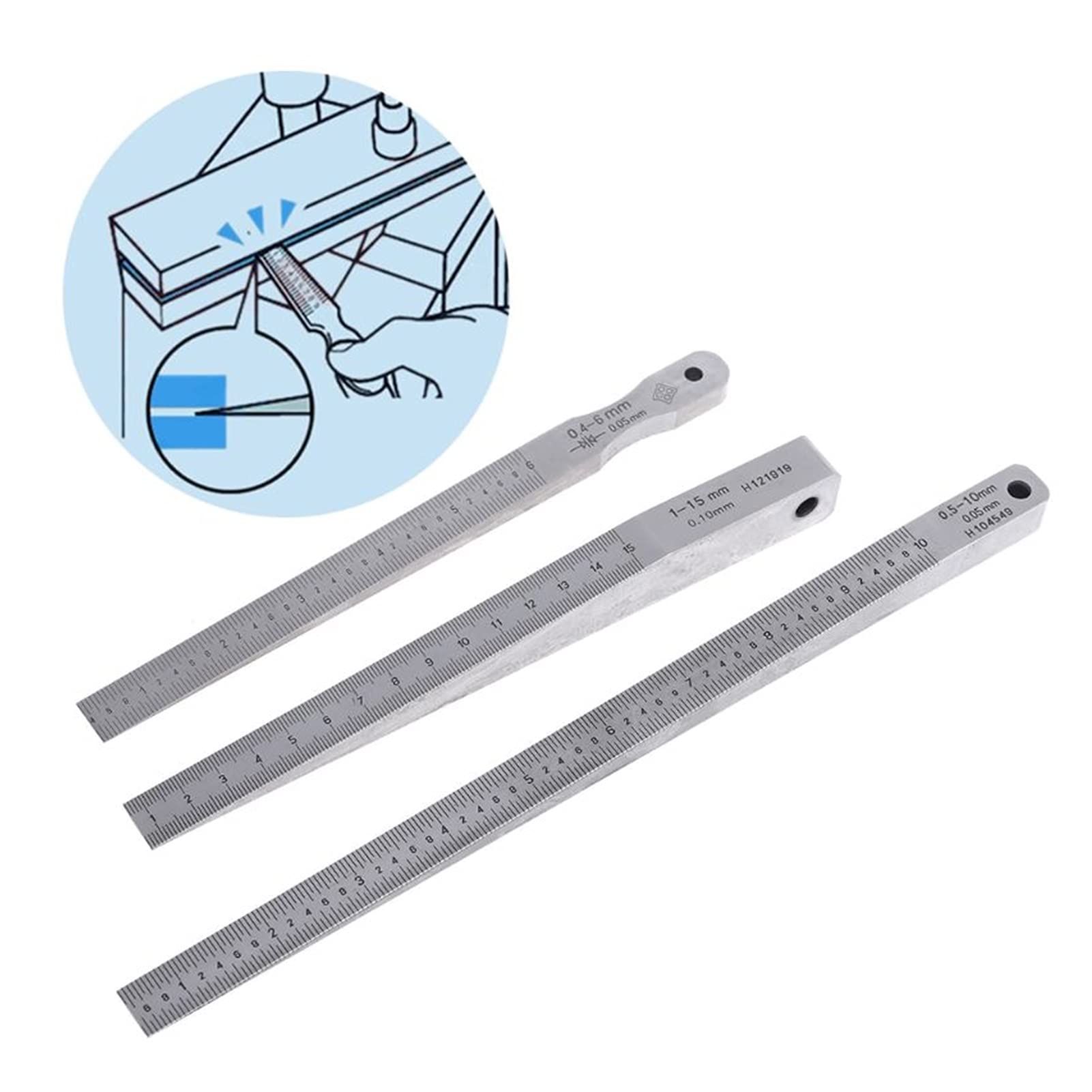 Fühlerlehre, 1-15mm 0.5-10mm 0,4-6mm Keil Fühlermessgerät Riss Flache Layout Insert Keilmesser Schweißkegel Messen Werkzeug Bremssattel(0.4 6mm)