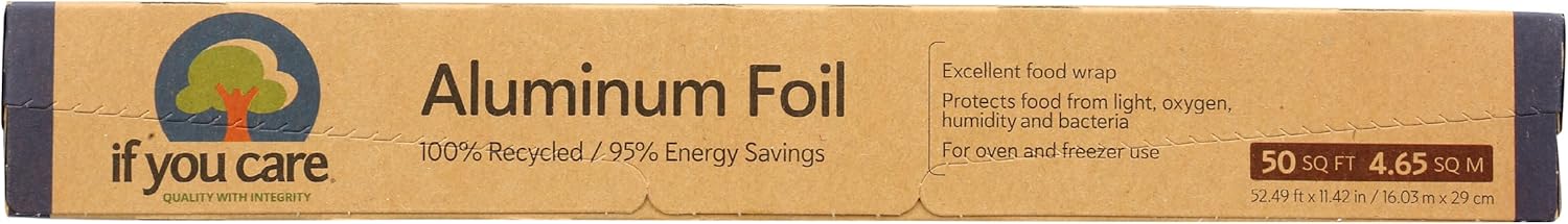 If You Care Aluminum Foil - Bulk 4 Pack of 50 Sq. Ft. Rolls - 100% Recycled Tin Foil Kitchen Wrap for Pots, Pans, Baking, Freezer