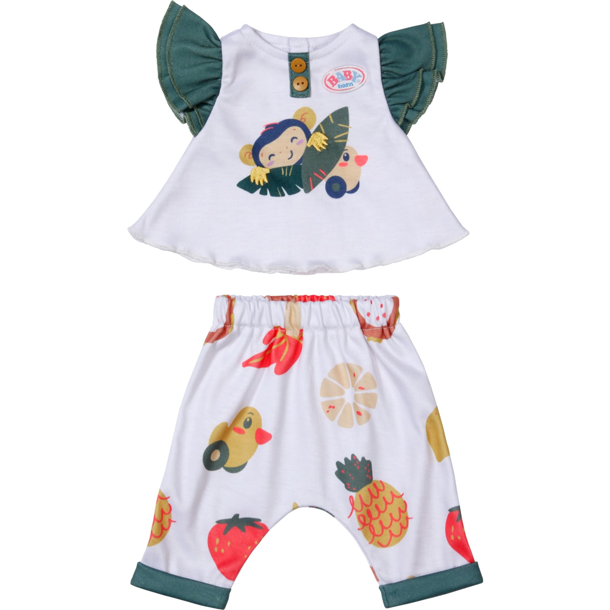 BABY born Monkey Outfit, Jungle-Themed Shirt and Trousers for 43cm Dolls, 871621 Zapf Creation