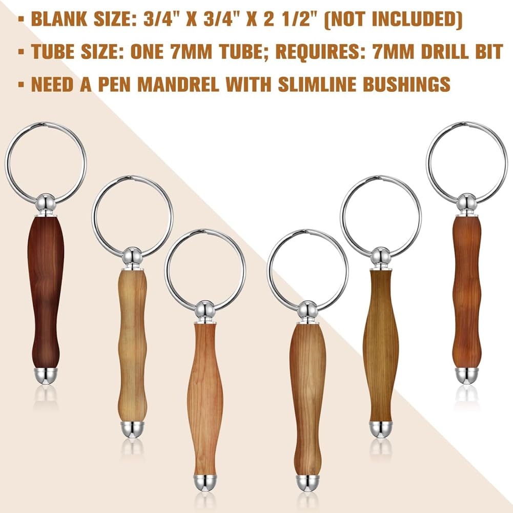 Woodturning-Schlüsselanhänger-Set 12-teilig mit Mandrell-Zubehör