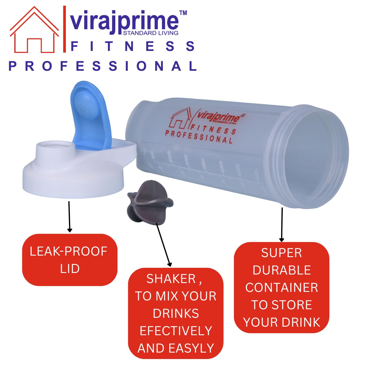 Viraj Prime shaker for gym leakproof gym shaker bottle ideal for Protein, Pre Workout, Bcaas sports bottle Workout water sipper for men 1