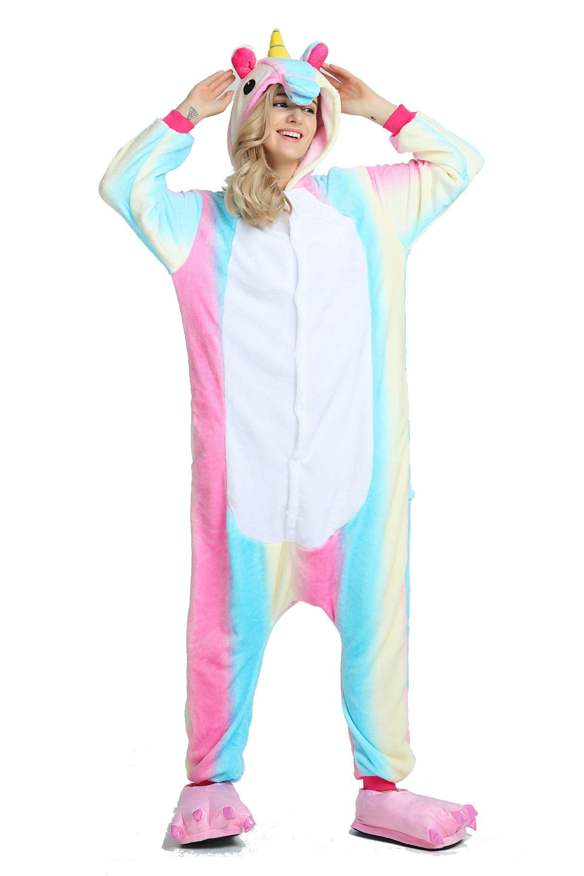 Unicorno Pigiama Kigurumi Animal Cartone Cosplay Carnival Costume OnesieTute Animato Costumi Pigiameria Regalo di Compleanno Festa Halloween Natale