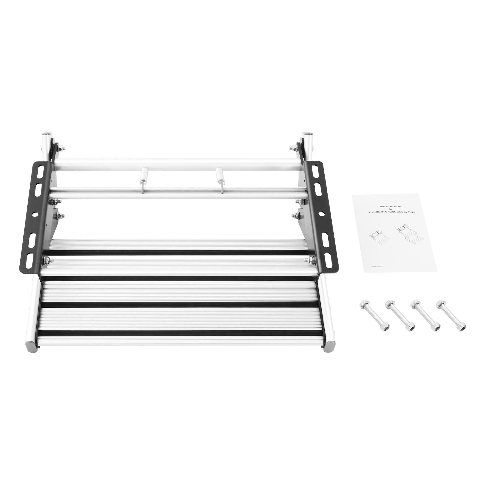 Peldaños para caravana Trittstufe manual para autocaravana plegable Camper Stufe de entrada Trittstufe con capacidad de hasta 150 kg RV Schritt con tiras antideslizantes