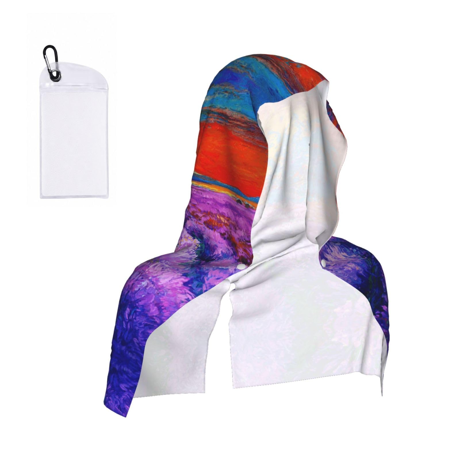 Esnaiuvcd Black Oil Painting Of Lavender Print Multifunctional Cooling Hoodie Bandana Portable Sweat Absorbing Design For Beach Workouts Exercise Heat Relief Accessories