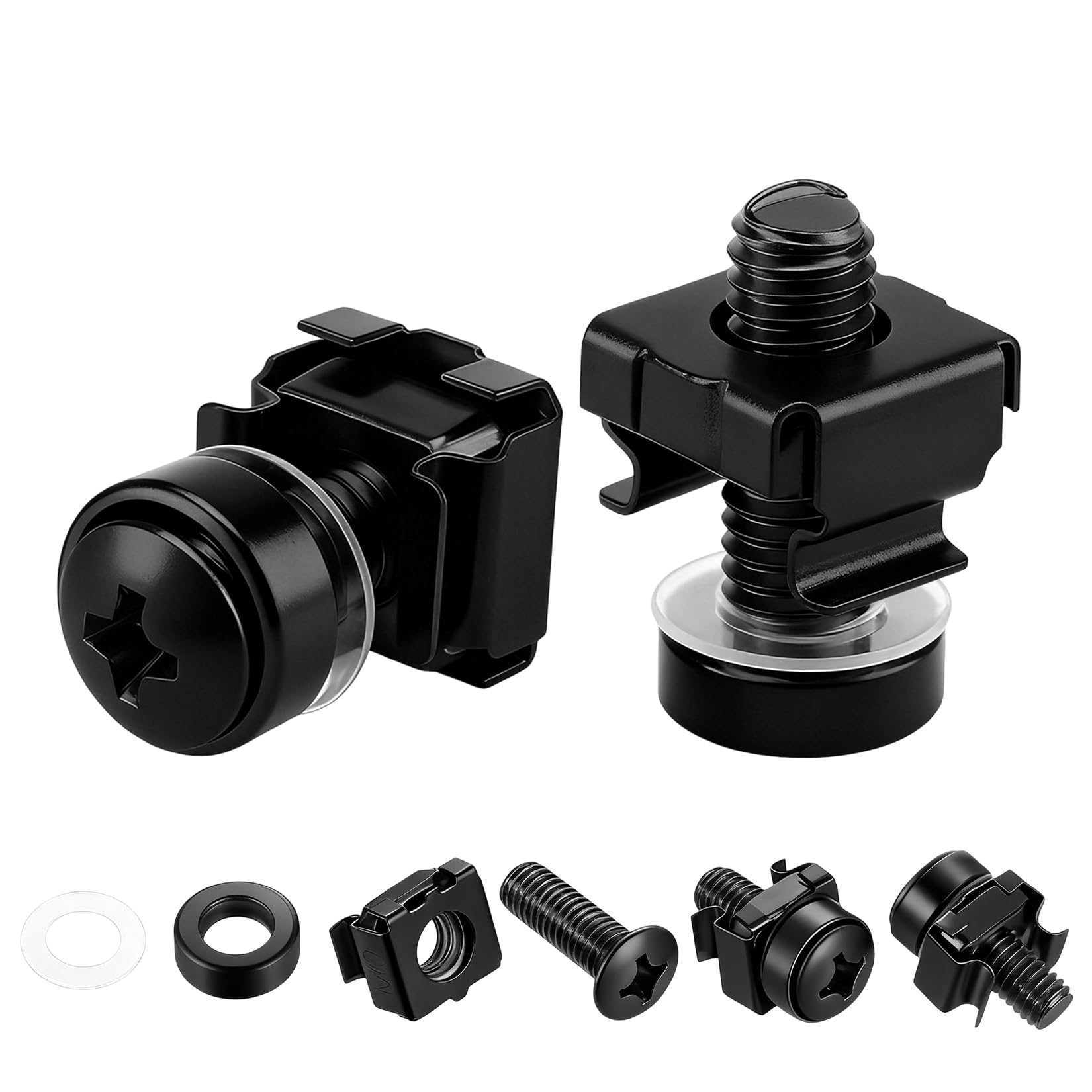 40 Pcs/20 Set Rack Mount Cage Nuts and Screws Kit, M6x20mm Server Rack Screws and Cage Nuts, Mount Server Cabinets Bolts and Washers for Audio Shelves Cabinets (Black)