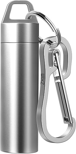 ZXLLM Pastillero portátil llavero para pastillas llavero impermeable de titanio de bolsillo 2 compartimentos pastillero de metal EDC nitroglicerina