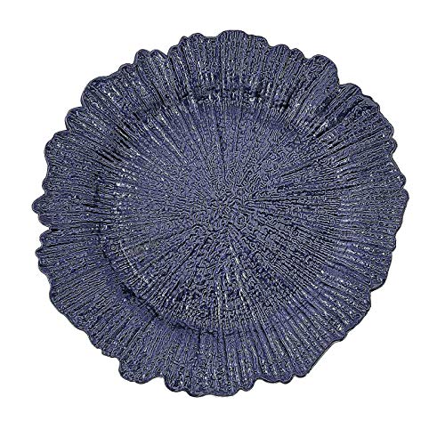 Tiger Chef Blue Charger Plates - Navy Blue Plate Chargers for Dinner Plates - Wedding DÃ©cor Place-mats (12, Navy Blue Reef)
