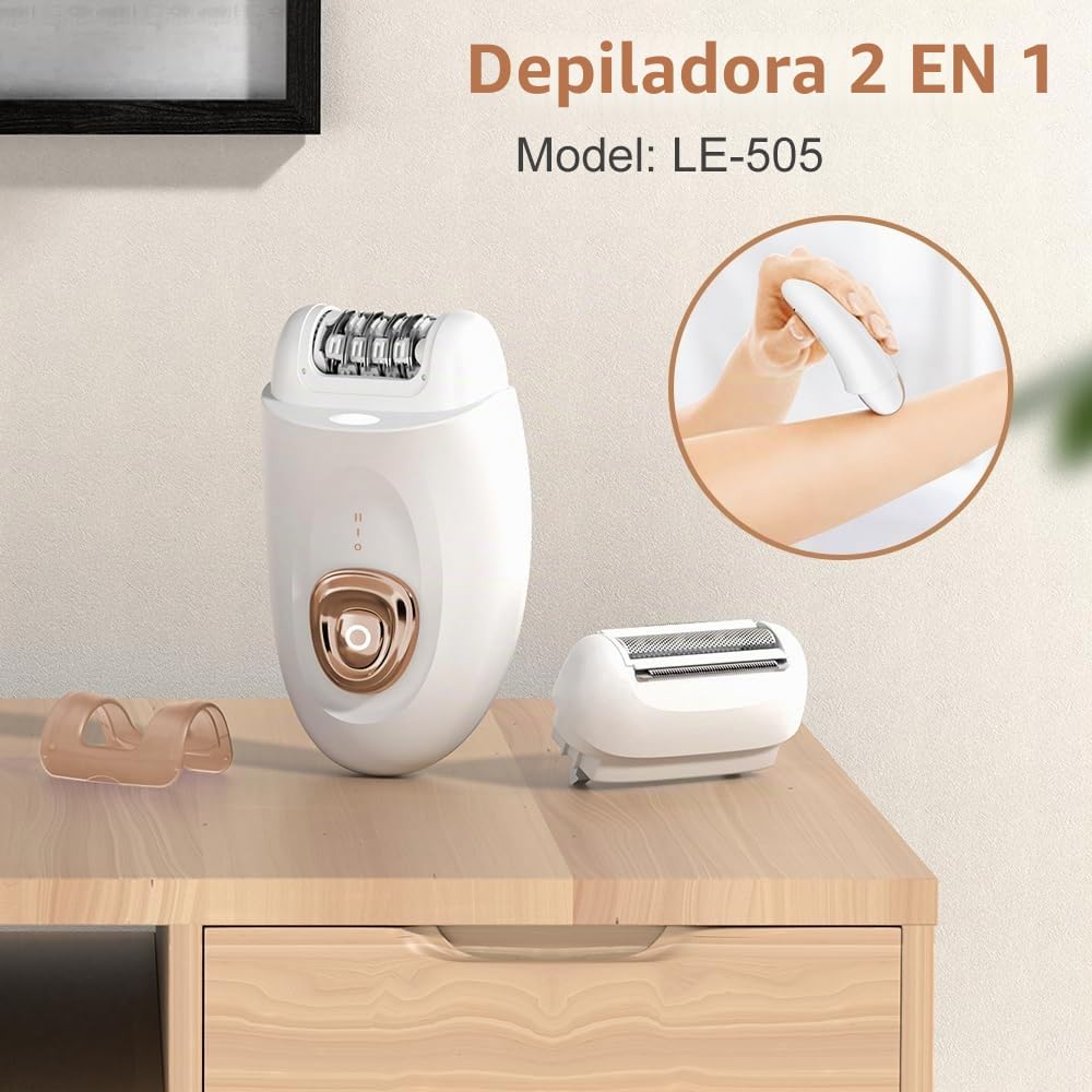 Depiladora Íntima 2 en 1 Rescien para Mujer con Cabezal de Afeitado y Cabezal de Depilación | Depiladora Eléctrica| Afeitadora Eléctrica Femenina Apta para Rostro, Piernas, Brazos y Zona del Bikini