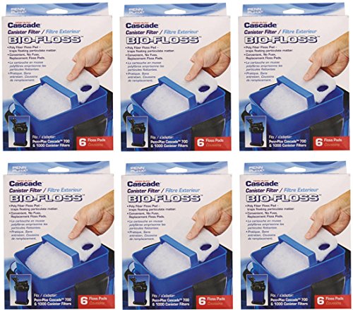 Penn Plax Bio-Floss Filter Media for Cascade 700 and 1000 Canister Aquarium Filter Pumps, 6-Boxes/36-Cartridges