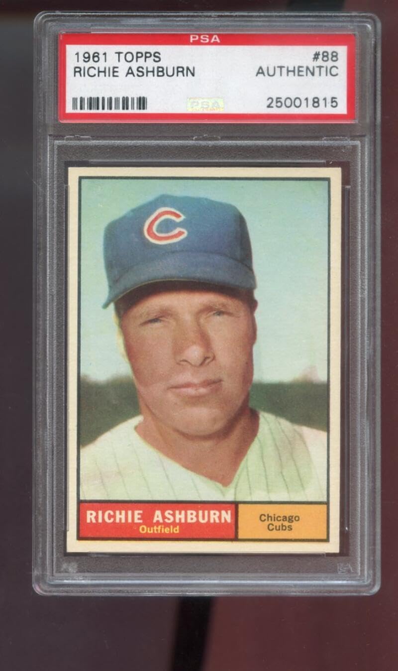 1961 Topps #88 Richie Ashburn PSA AUTHENTIC Graded Baseball Card MLB Chicago Cubs Rich