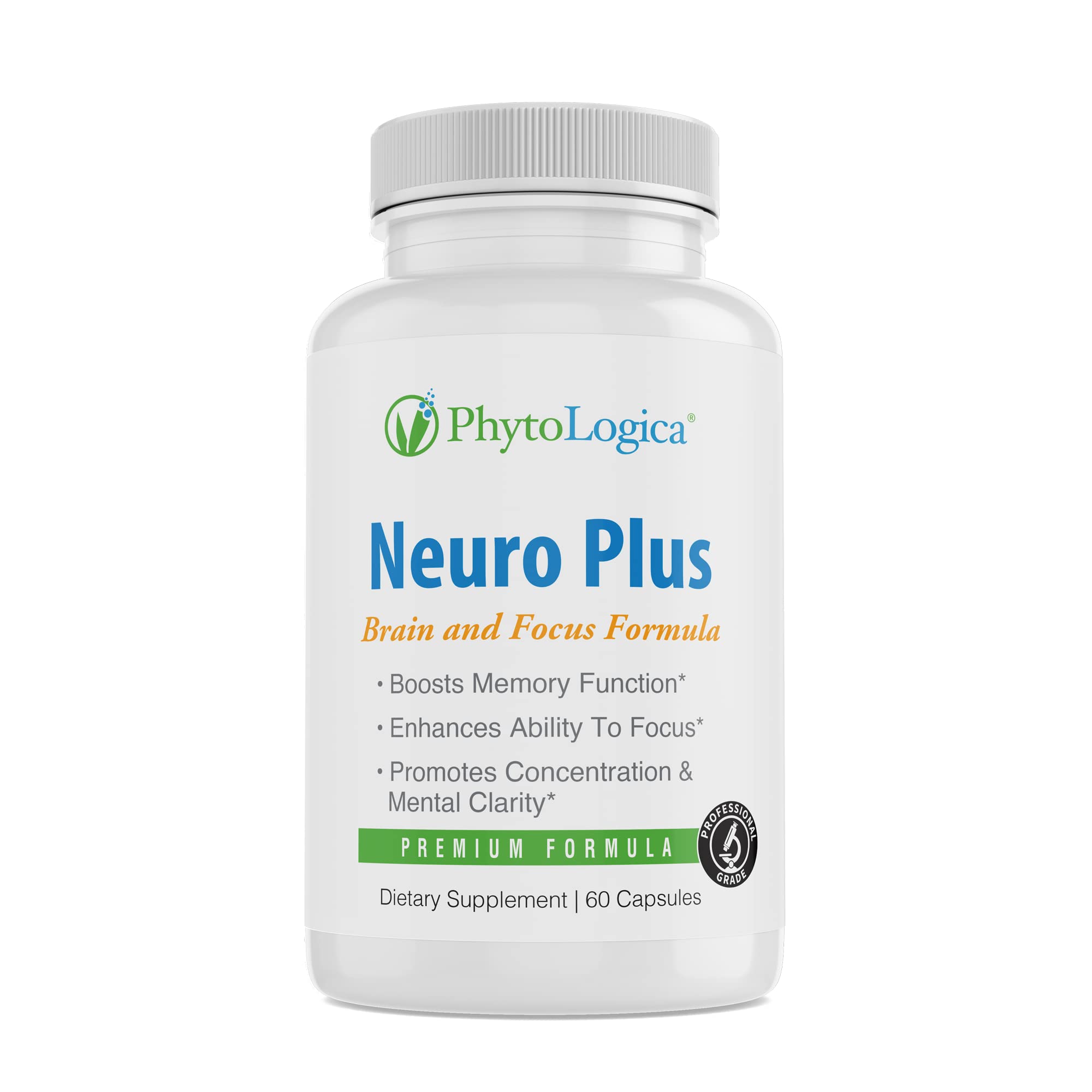 Neuro Plus Brain and Focus Formula, Full with Vitamins, Minerals and Herb Extracts, Boosts Memory Function and Ability to Focus, Improves Mental Clarity, 60 Capsules