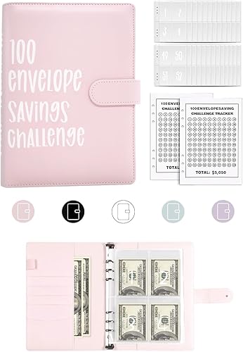 Carpeta de presupuesto para ahorrar dinero con bolsas de números, sobres de dinero para ahorro de dinero, carpeta de presupuesto de desafío de