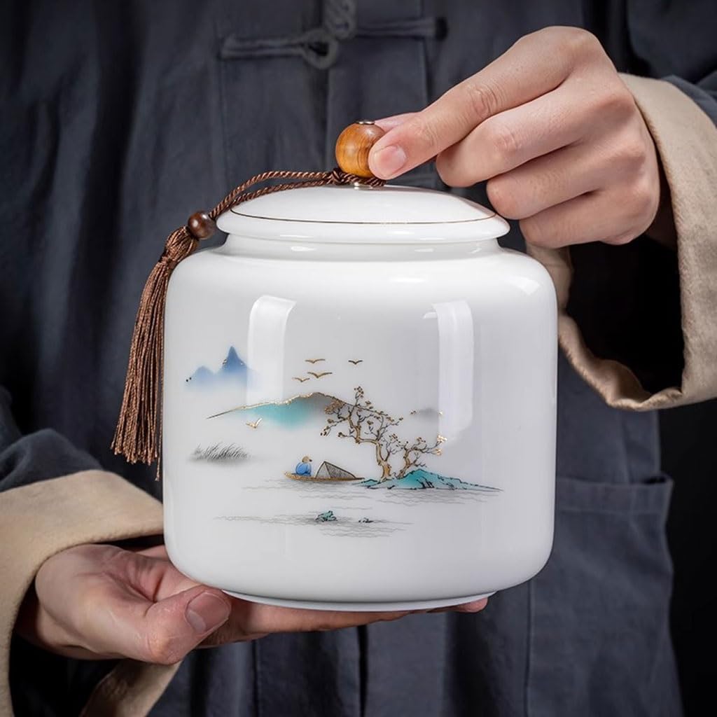 Przechowywanie herbaty Duży ceramiczny dzbanek na herbatę Biały porcelanowy szczelny słoik do przechowywania Słoik na herbatę Magazyn herbaty Luźna herbata liściasta Kanistry kuchenne