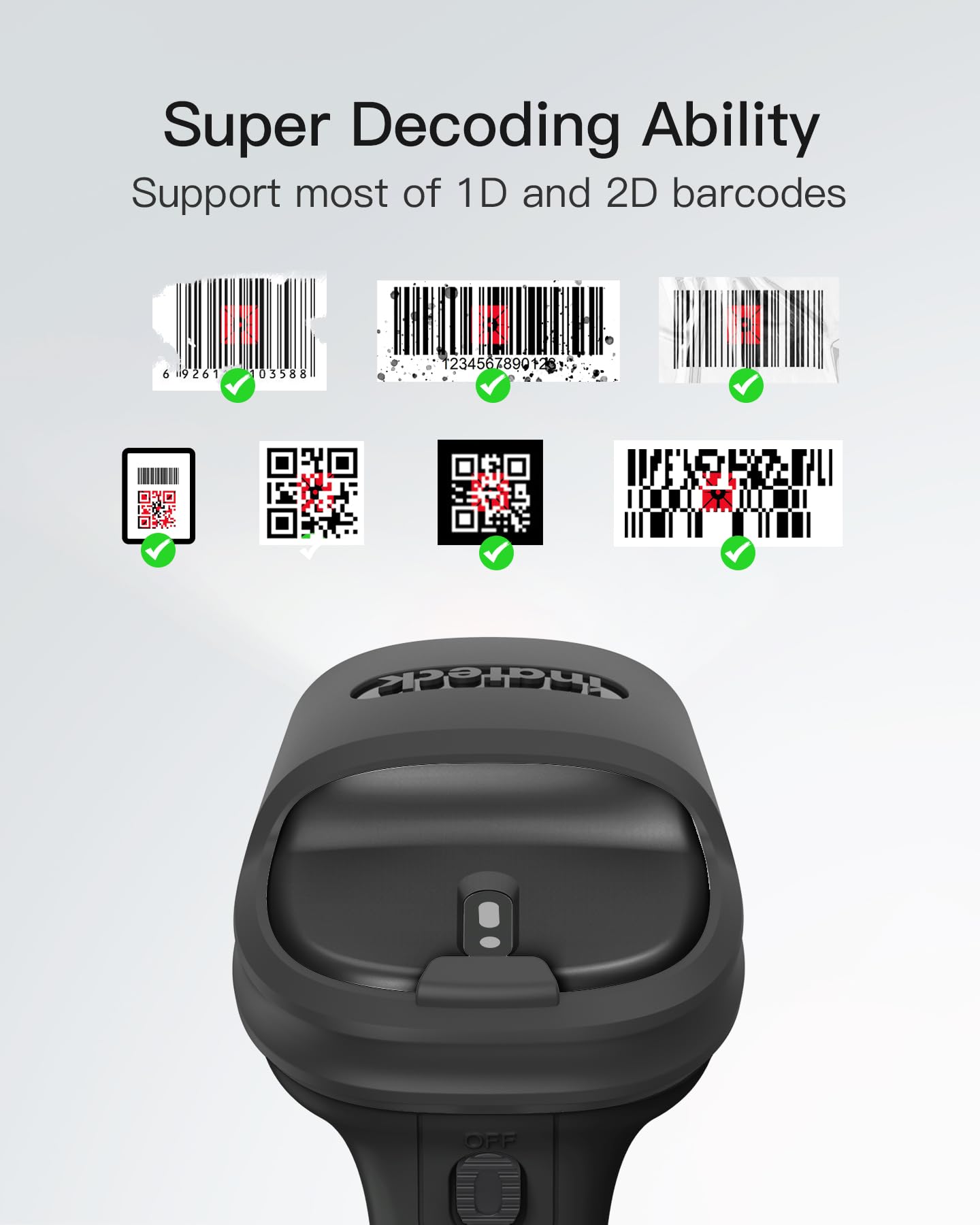 Lettore Codici a Barre 2D Wireless Inateck - Dettaglio