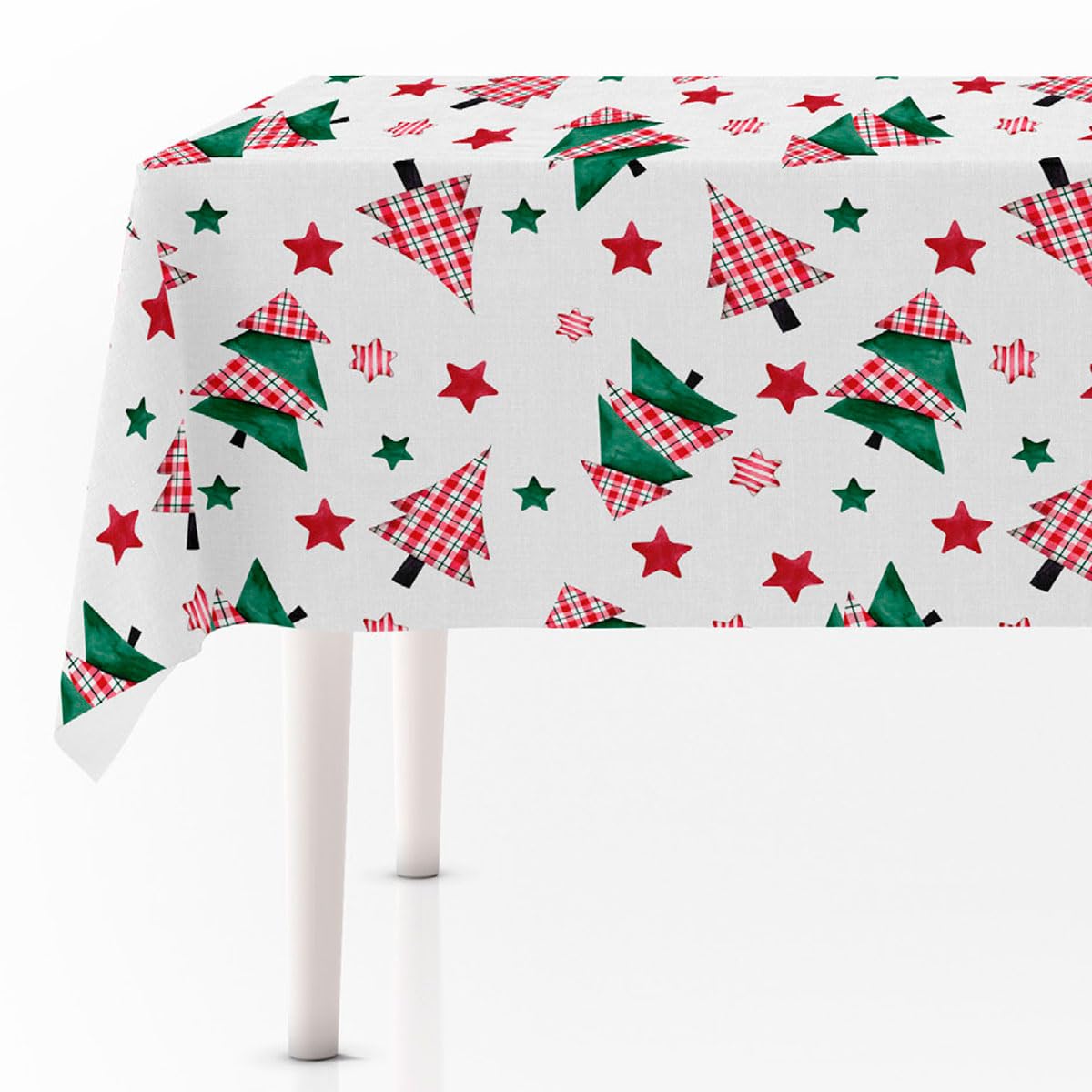 Nappe de Noël anti-macha pour table rectangulaire Modèle Claus Dimensions 140 x 200 cm Nappe de Noël imperméable et résistante aux taches