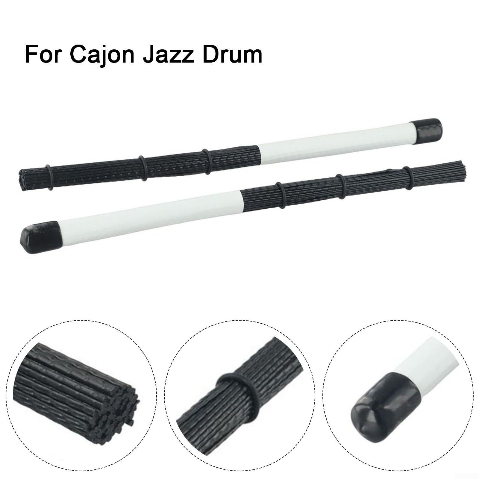 Cepillos de tambor, cepillo de tambor, baquetas hechas de nailon para cajón de jazz de tambor y otras interpretaciones musicales suaves ()