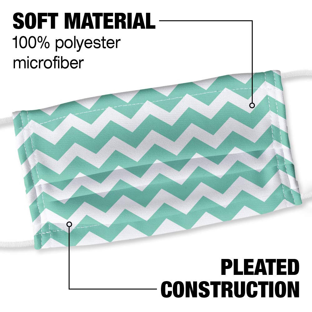 Popfunk Teal Chevron Pattern 1-Ply Reusable Face Mask Covering with Adjustable Nose Wire, Unisex