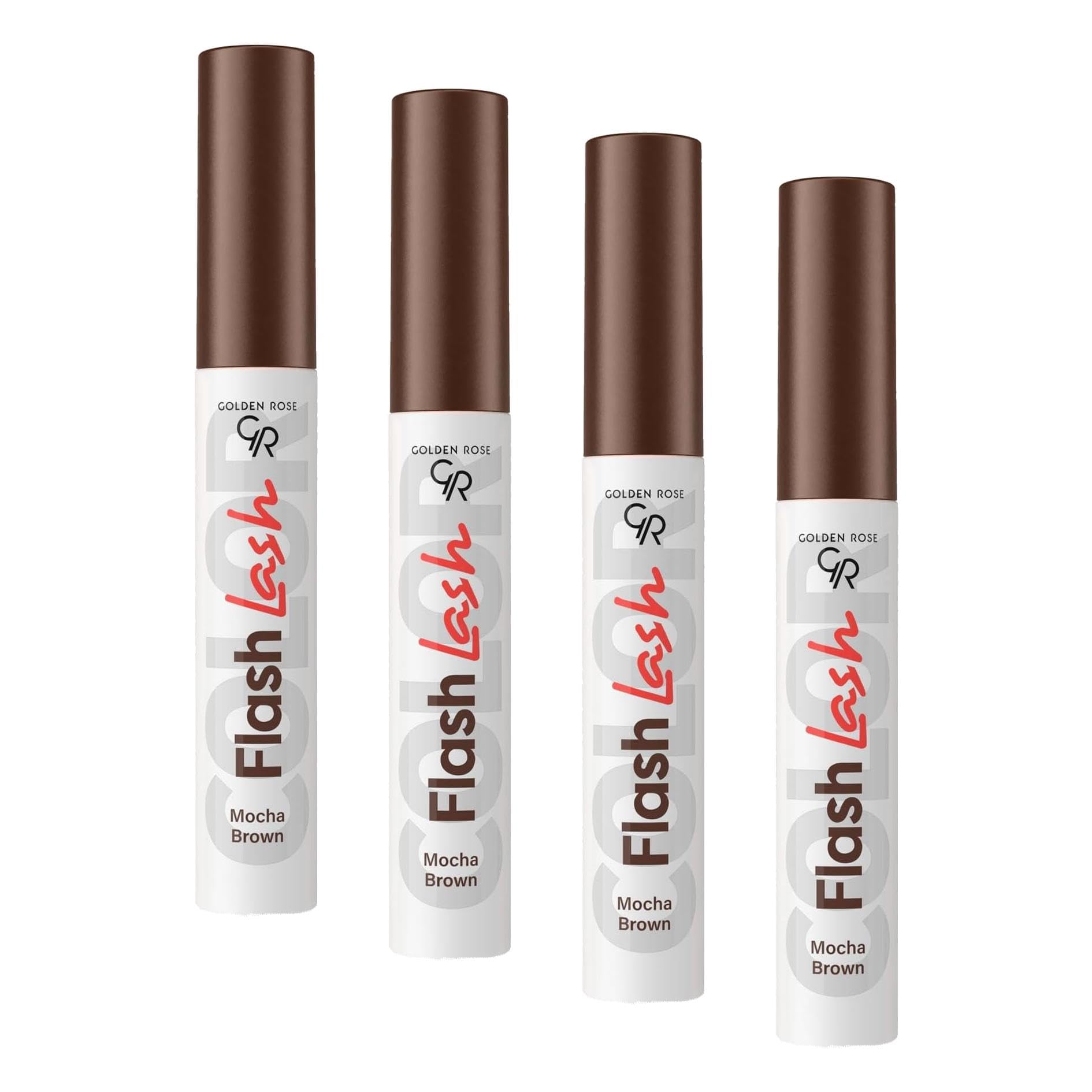 Golden Rose Flash Lash Colored Mascara No: 08 Mocha Brown - Renkli Maskara (4 paketi)
