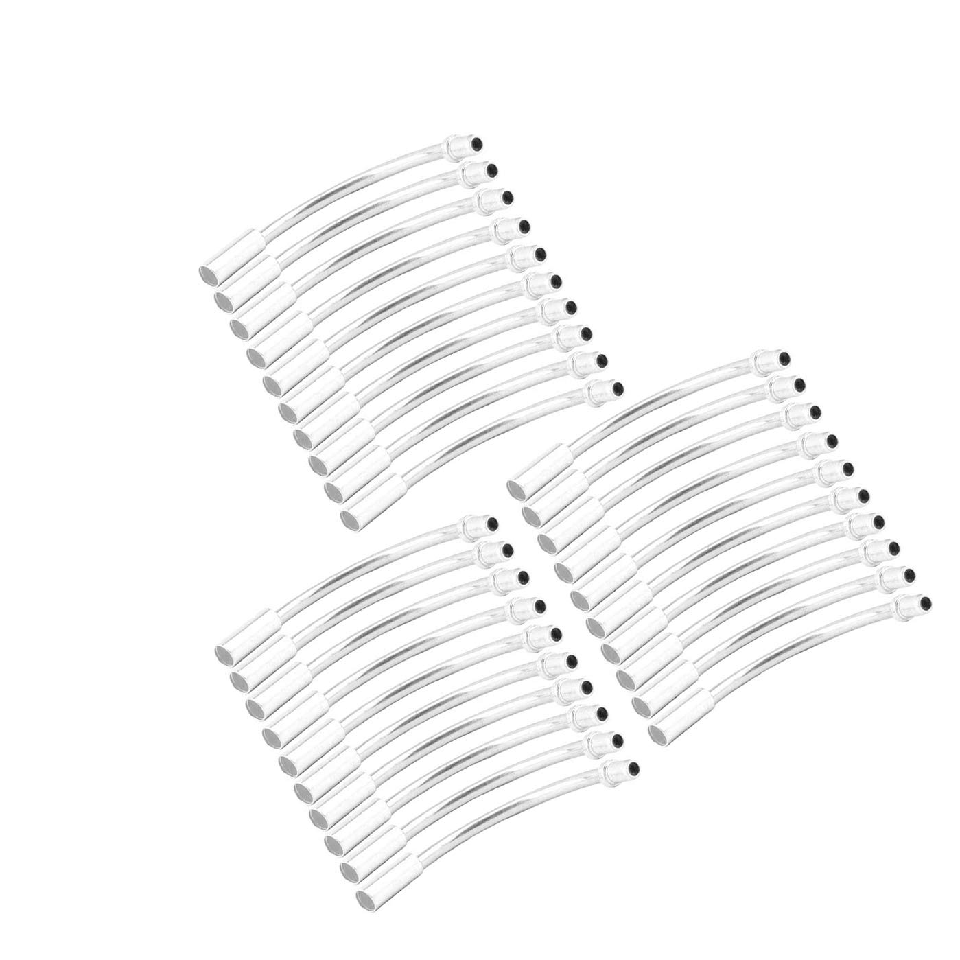 Tenlacum Bicycle Brake Noodle with Lubricant Liner Bike V-Brake Cable Guide 90 Degree Bent Silvery (30 Pieces)