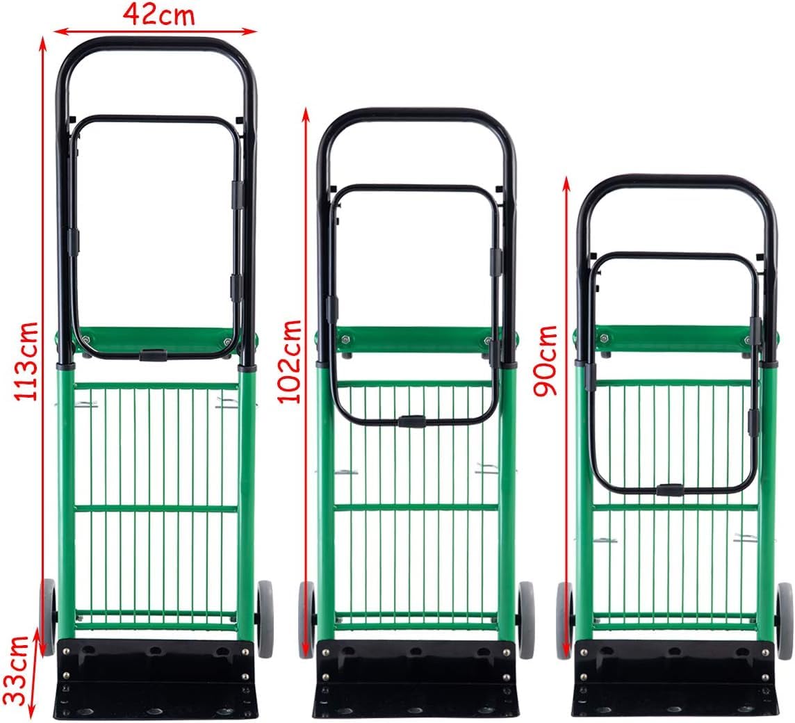 COSTWAY Wózek transportowy 2 w 1, składany, obciążenie do 90 kg, regulowana wysokość, stalowa rama, układający się w stos, wózek schodowy