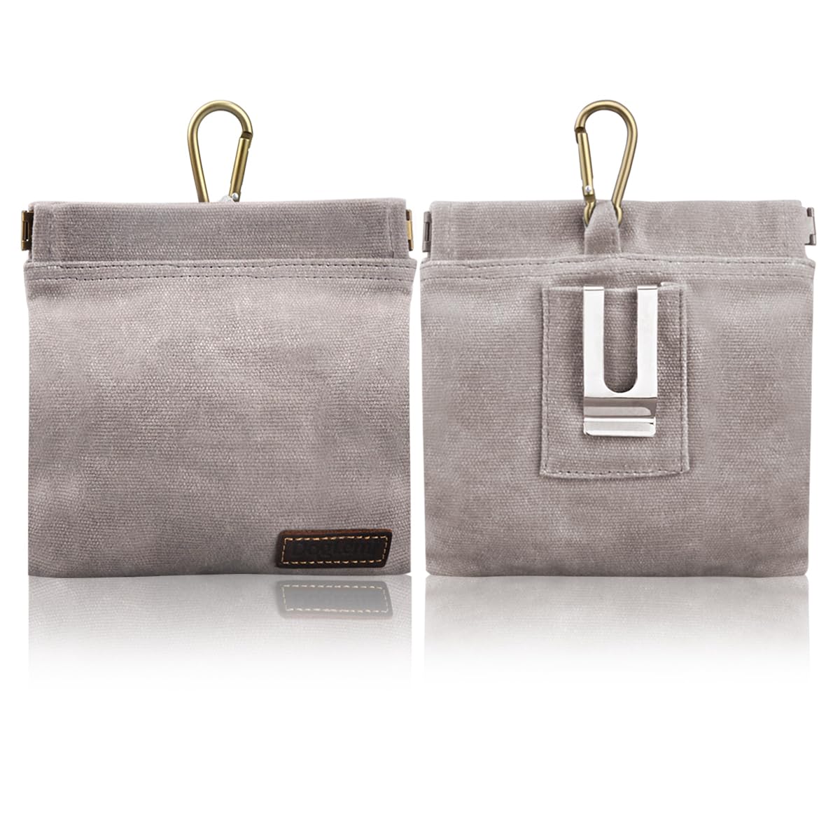 Pequeña Bolsa Premios para Perro con Pinza de Cintura, Resistente Bolso Chuches Perros con Clicker Adiestramiento, Bolsa Entrenamiento Comida para Cachorro y Gato con Apertura Automática(Gris)