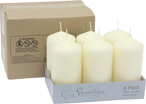 Miniatura 2 de Stonebriar - Velas de pilar altas sin aroma, 3 x 6 pulgadas, color blanco (paquete de 6 unidades)
