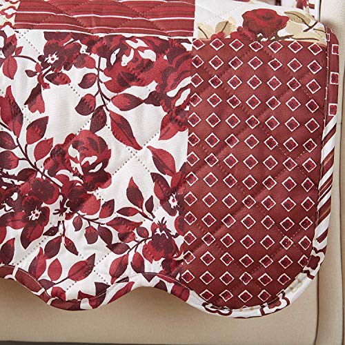 Image of Great Bay Home Reversible Patchwork Sofa Cover - Washable Slipcover Furniture Protector with Elastic Straps - Perfect for Kids & Pets - Box-Stitched Detail (Burgundy)