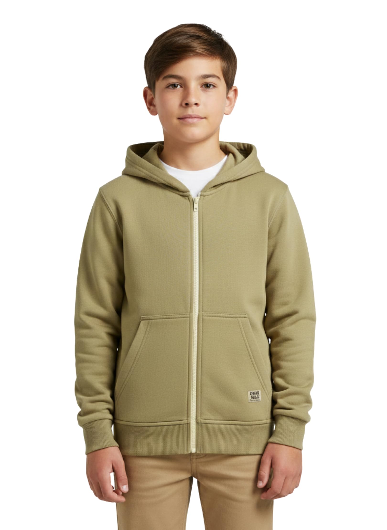 Alan Jones Clothing Boys Regular Fit Zipper Hooded Sweatshirt | Kangaroo Pocket & Drawstring Hood