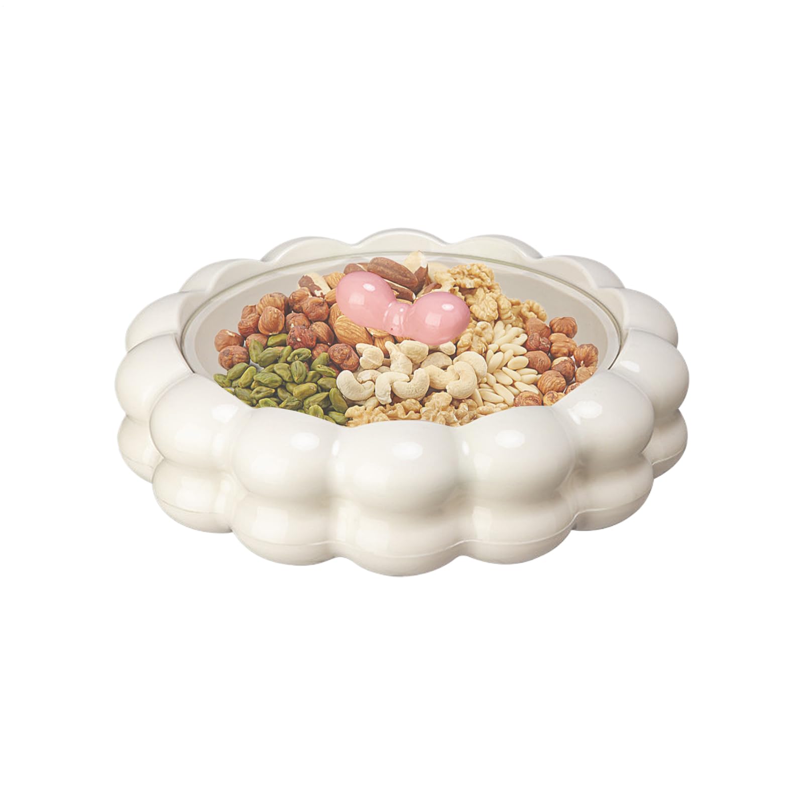 Grand plateau de service rotatif bois et verre avec couvercle pour bonbons et gâteaux de vacances