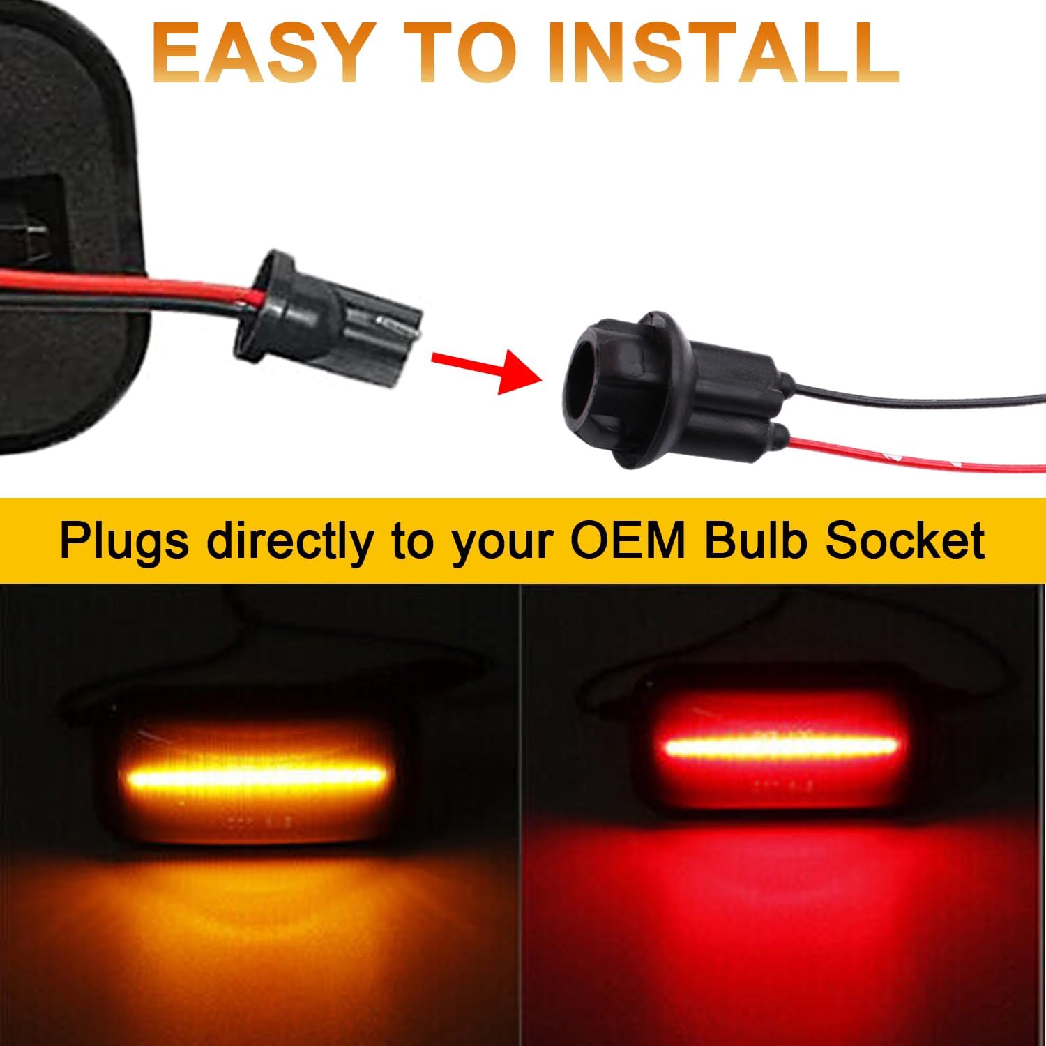 Amazon | GLOFE アンバー/レッド LED キャブルーフマーカー