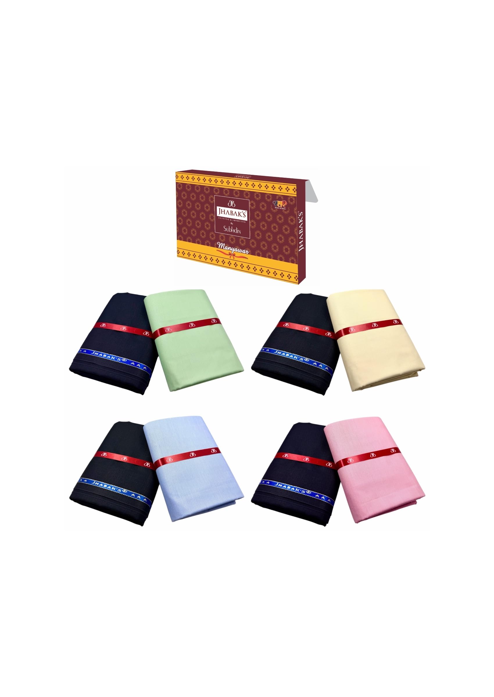 Unstitched Cotton Blend Solid Shirt & Trouser Fabric - 2.25 m Shirt Cloth - 1.20 m Pant Piece (Pack of 4)