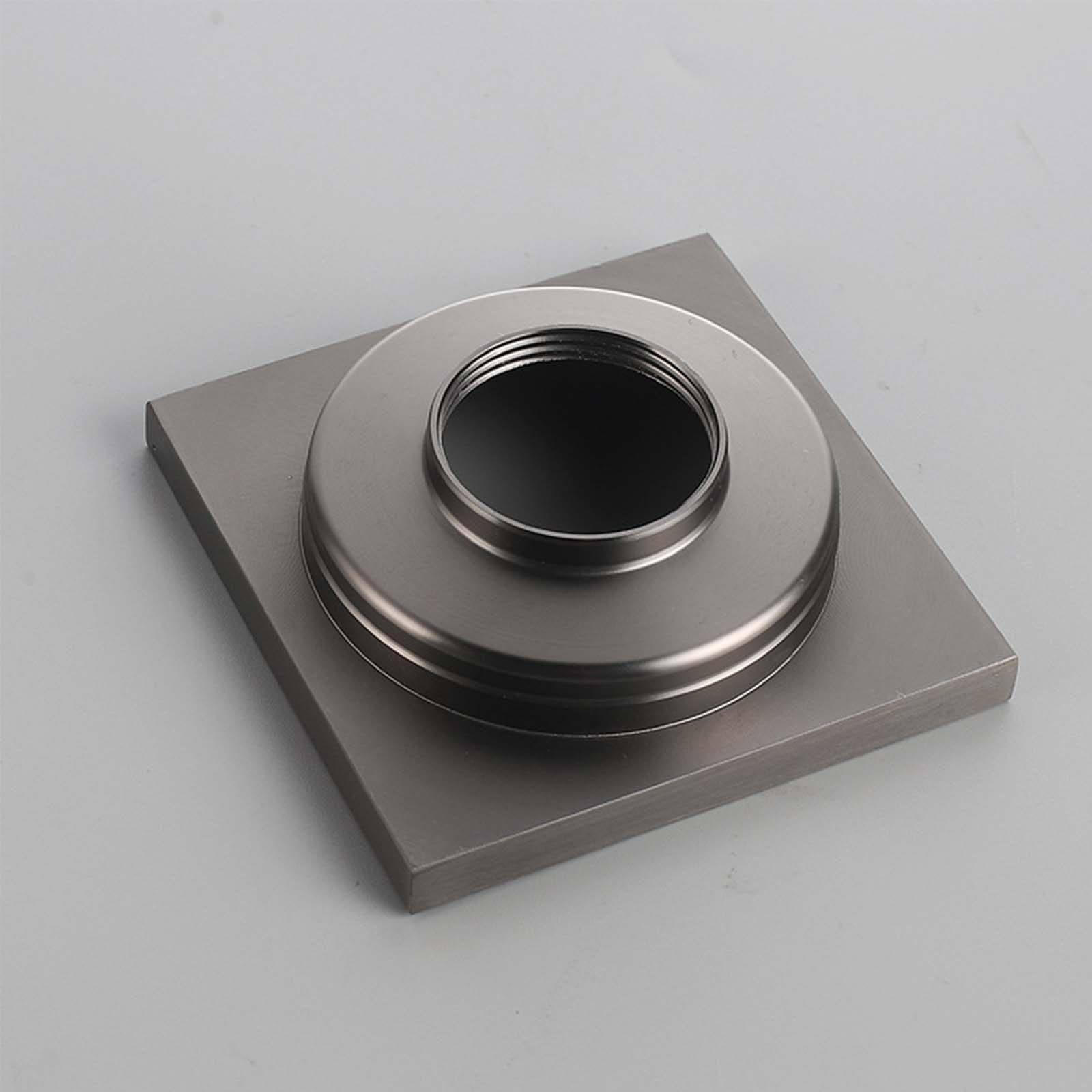 Bonde Douche Acier Inoxydable Siphon Douche Gris Pistolet Bonde de Douche Carré Bonde Douche Extra Plate 100 * 100mm Anti-Odeur Siphon de Sol Convient pour La Maison, L'extérieur DT La Villa