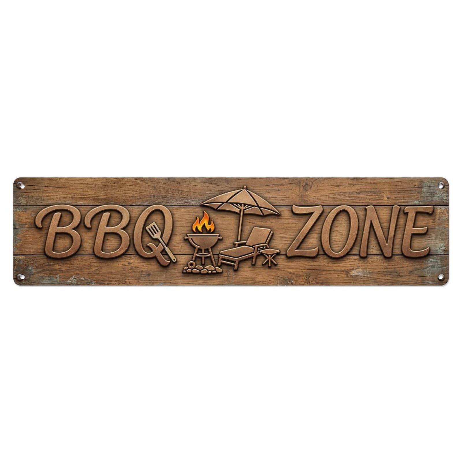 BBQ Zone Patio Heaven Metal Tin Skinny Sign Plaque Wall Decor for Cafe, Club Bar, Office, Home Garden Metal Poster 4x16Inch
