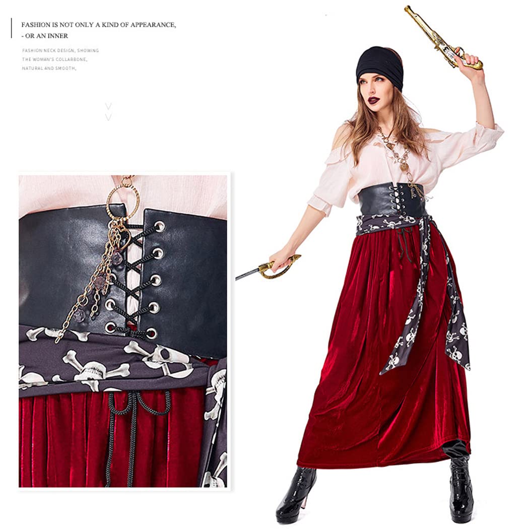 Kostium na Halloween retro kobiety pirat kapitan kostium strój wieczorowe imprezy tematyczne bal przebranie na karnawał akcesoria