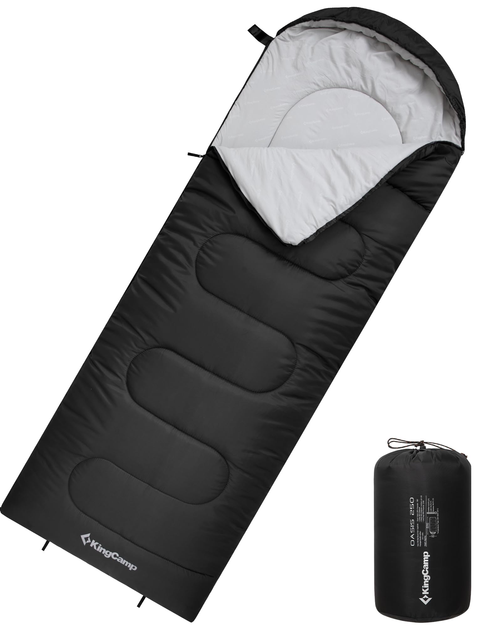 KingCamp Sac de Couchage Oasis 3-4 Saisons Imperméable et Léger pour Le Camping (Enfants et Adultes) - Reliable Gauche/Droite en Double Sac, Idéal pour Les Voyages et Activités Plein Air - 2