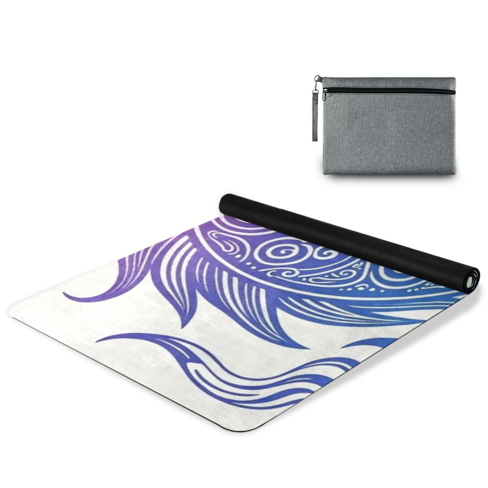 Dragon Art - Tapete de yoga fino con estampado colorido y estético antideslizante de 1 mm de grosor para yoga caliente, antideslizante, con bolsa para ejercicio, 180 x 66 cm