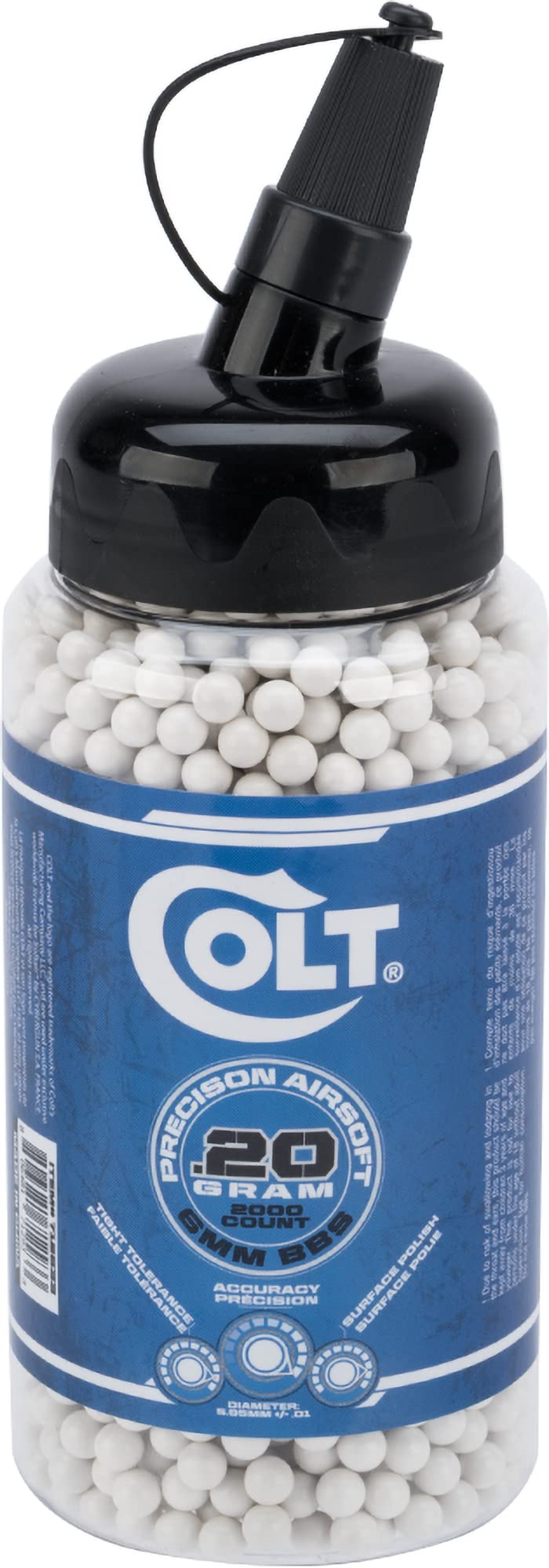 Evike Airsoft - Colt Licensed Premium 6mm High Grade Precision Airsoft BBS (Weight: .20g / 2000 Rounds/White)