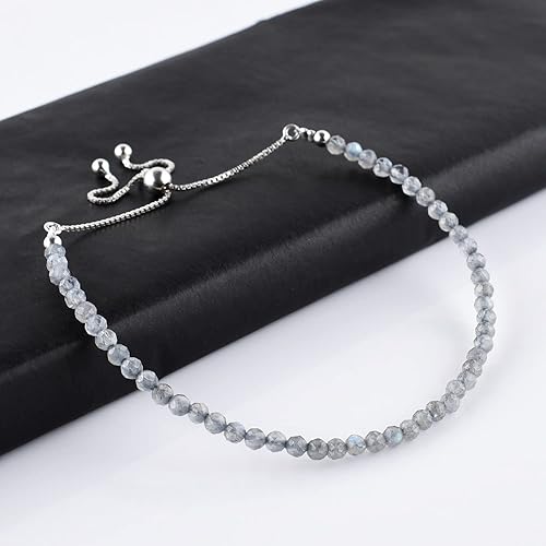 Miniatura 111 de OdrillionGems Natural Yaxaite Gemstones Bolo Bracelet 925 Sterling Silver Faceted Rounds Beads Handmade Minimalist Jewelry Healing Crystals