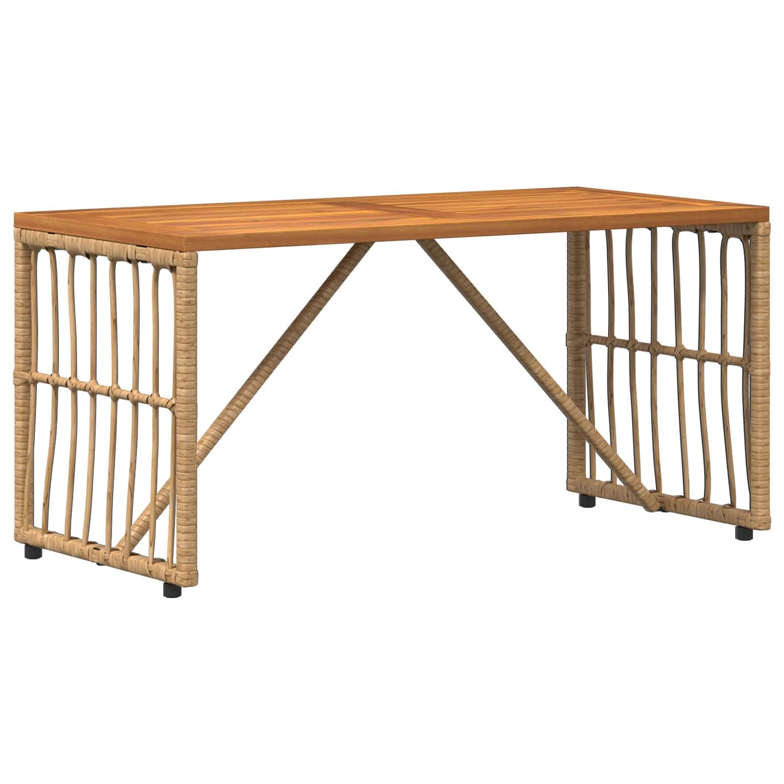 Zewnętrzny stół ogrodowy naturalny z olejowanym blatem z drewna akacjowego, 80 x 40 x 40 cm, stalowa rama, odporny na warunki atmosferyczne, na taras, balkon, patio, idealny jako stolik