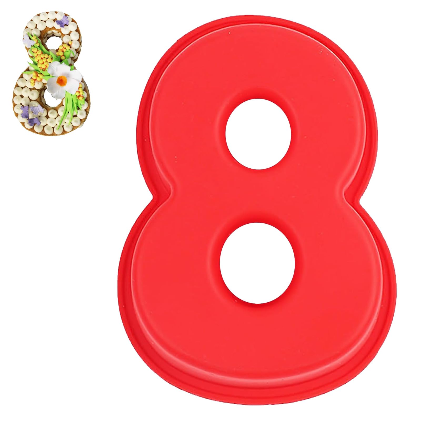 Guittly Number 8 Cake Tins Moulds, 3D Large Number Cake Mould, Bake Trays for Baking Birthday Anniversary, Non-Stick Food-Grade Silicone Oven and Dishwasher Safe (8)