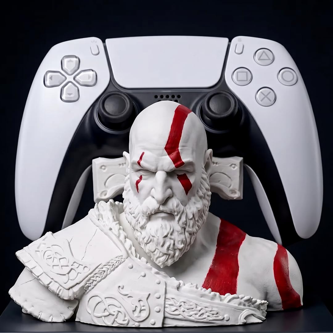 God of War Controller Holder | White Kratos Figure | Compatible with PS5, Xbox Series X, Switch Pro & PC Accessories | God of War Merch & Collectibles | Best Gift for Husband-image-24