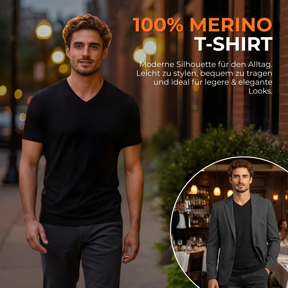 menique 100% Merino Wolle T-Shirt Herren Funktionsshirt Laufshirt Wandern Reisen Unterhemd Thermo Basisschicht Atmungsaktiv Kurzarm Sportshirt
