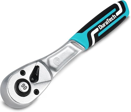 DURATECH Trinquete de 14 de pulgada, llave de trinquete de liberación rápida de 90 dientes con mango de inyección de cojín, llave ergonómica de