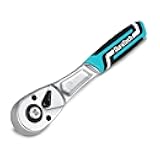 DURATECH 1/4-Inch Drive Ratchet, 90-Tooth Quick-release Ratchet Wrench with Cushion Injection Handle, Ergonomic Soft Grip Socket Wrench Ratcheting, Reversible, CR-V Steel Made,CR-MO Head,Gifts for Men