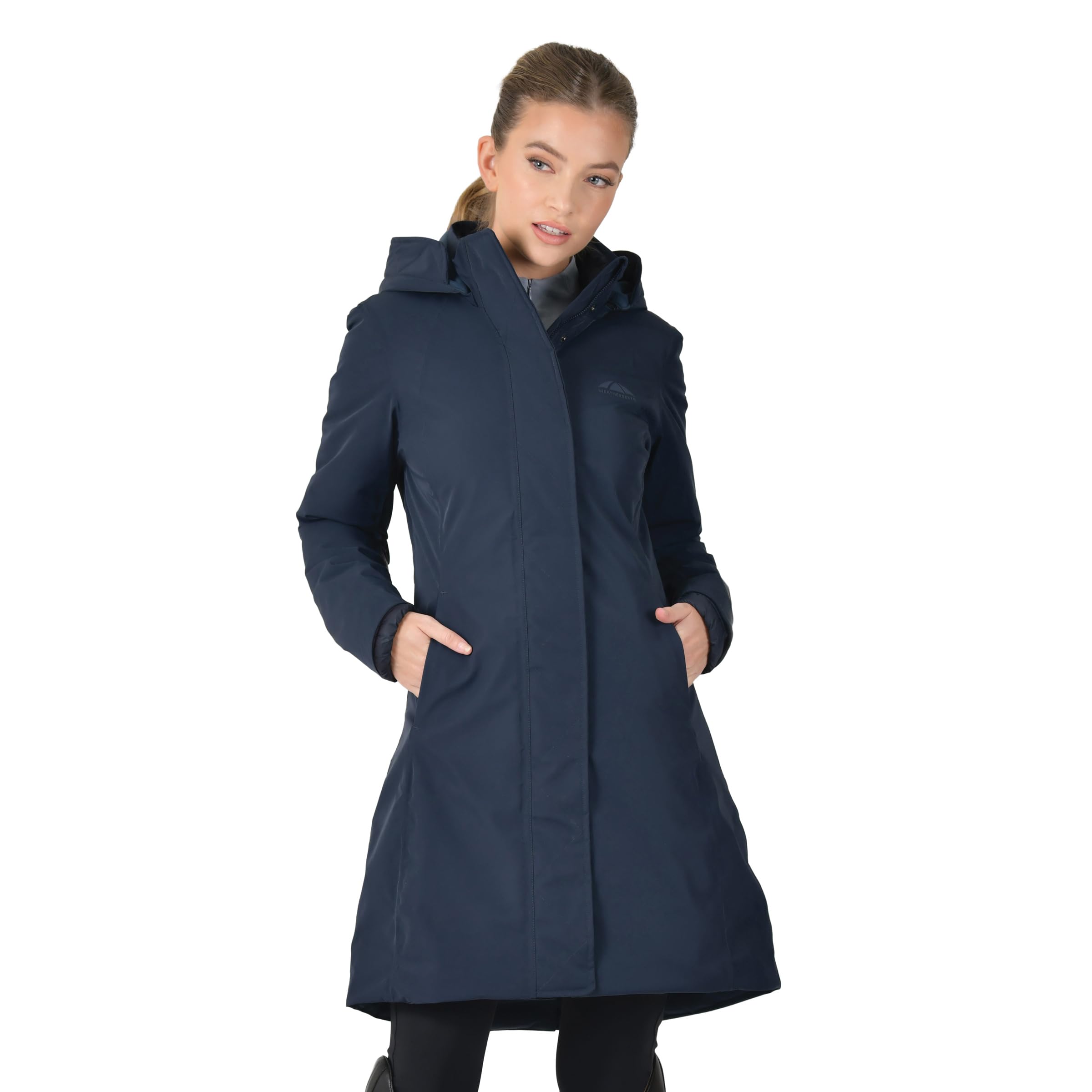 WeatherBeeta All Purpose Waterproof Longline Equestrian Jacket, Navy, Ladies Extra Small/8
