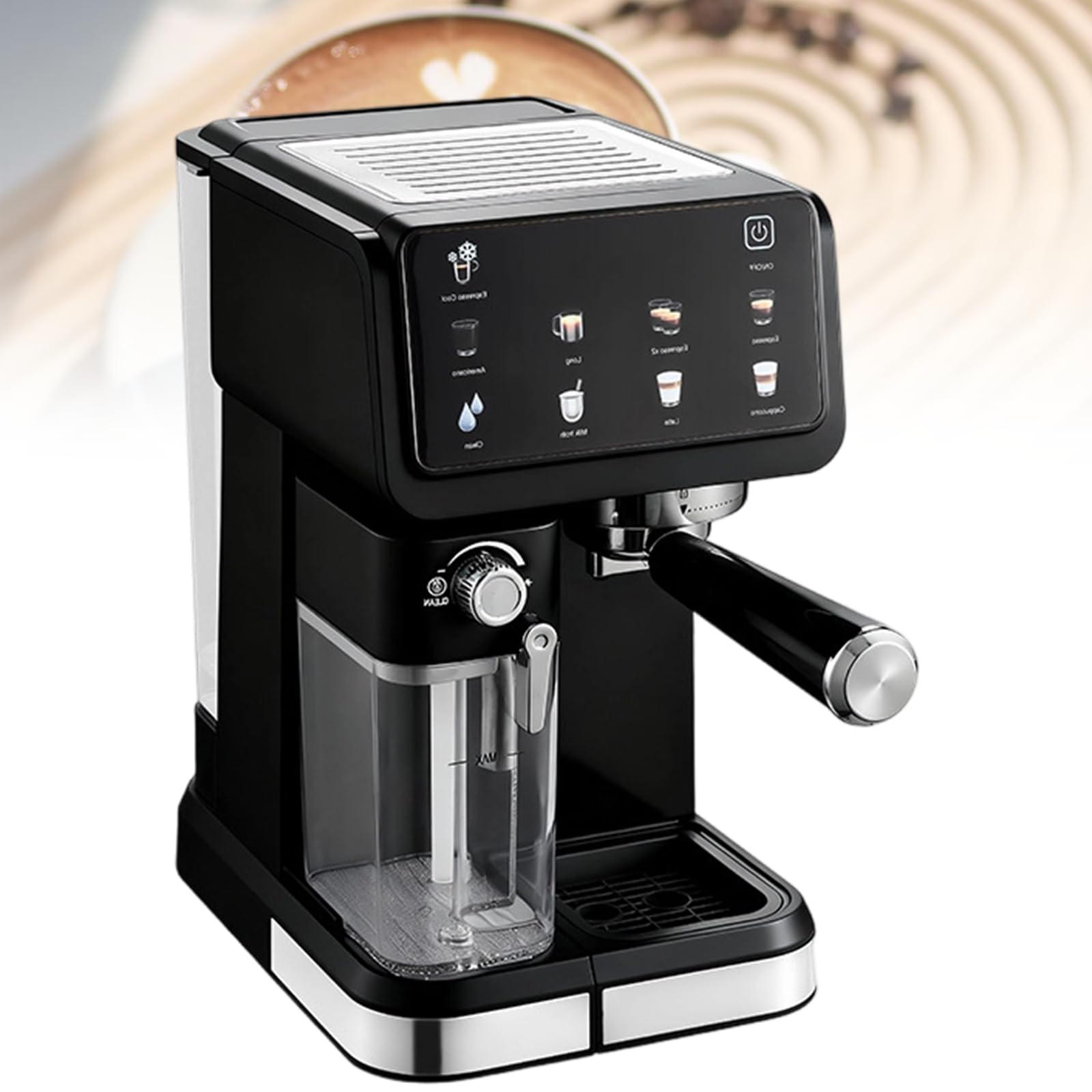 Xjleftonomie Espresso Machine, Constant Temperature Extraction, 1.5l Water Tank & 500ml Milk Tank, Touch Panel Semi Automatic Cappuccino Latte Mode & Milk Frothing Black