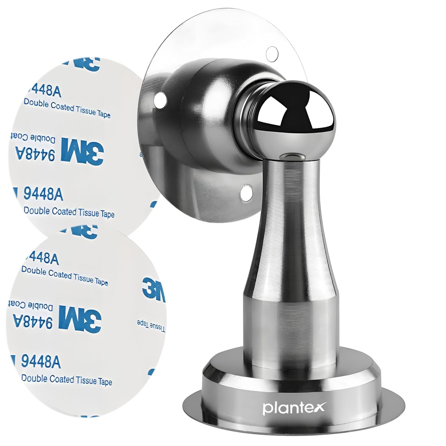 Plantex Drill Free Home Stopper|4 inch self Adhesive Door Magnet for Home|Door Holder for Main Door|Door Magnet Stopper for Office/Hotel/Home - Pack of 2 (matt)