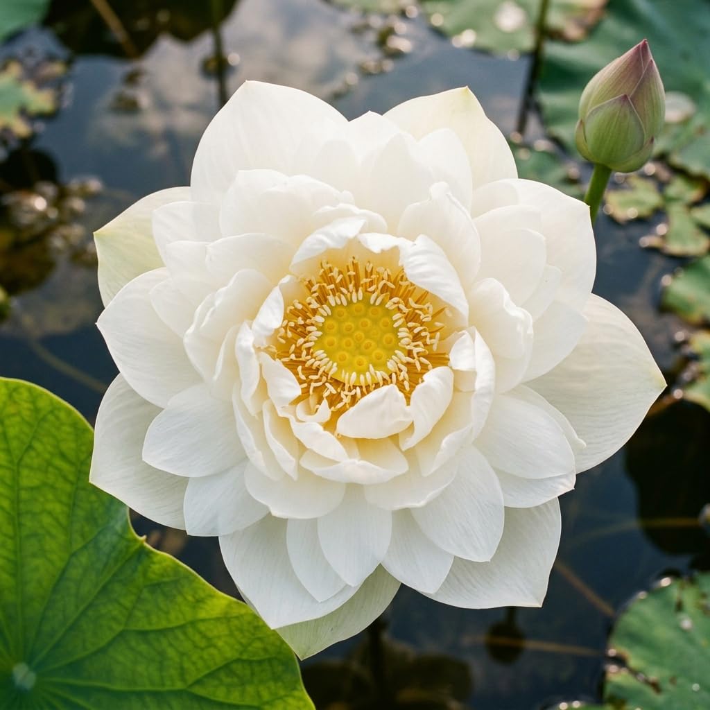 Water Garden Lotus - White Hybrid Live Tuber Root | Pure White Petals | For Pond, Drum & Rooftop Tub | First Flowers in 30-40 Days-picture-23